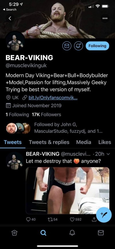 Watch vikingmusclebear's leaked NSFW photo on TwXstars